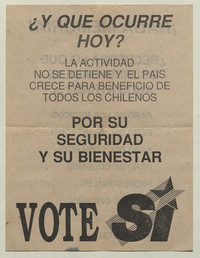 Vote Sí : por su seguridad y su bienestar, 1988