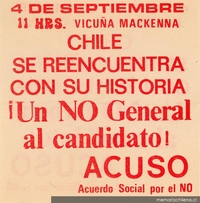 Un No general al candidato, 4 de septiembre 1988