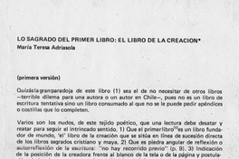 Lo sagrado del primer libro, el libro de la creación