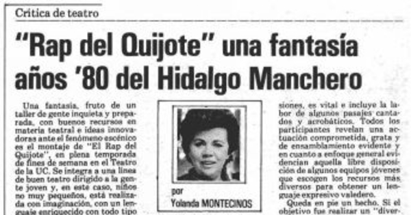 "Rap del Quijote" una fantasía años '80 del hidalgo manchero