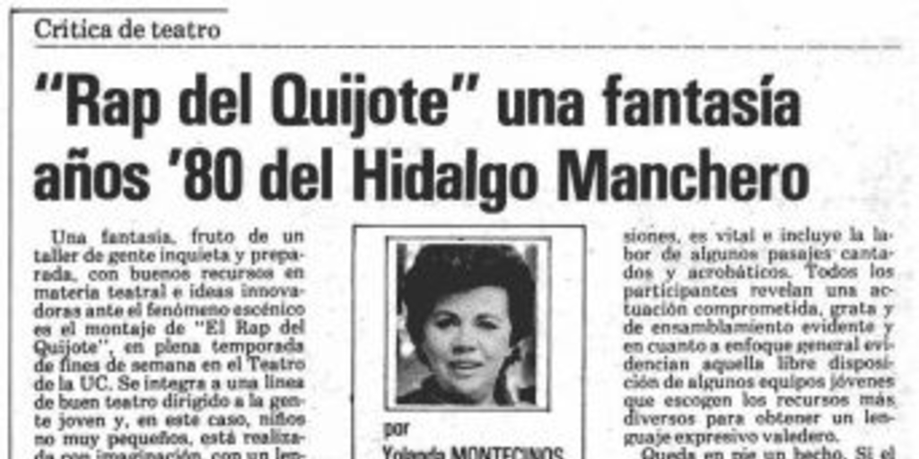 "Rap del Quijote" una fantasía años '80 del hidalgo manchero