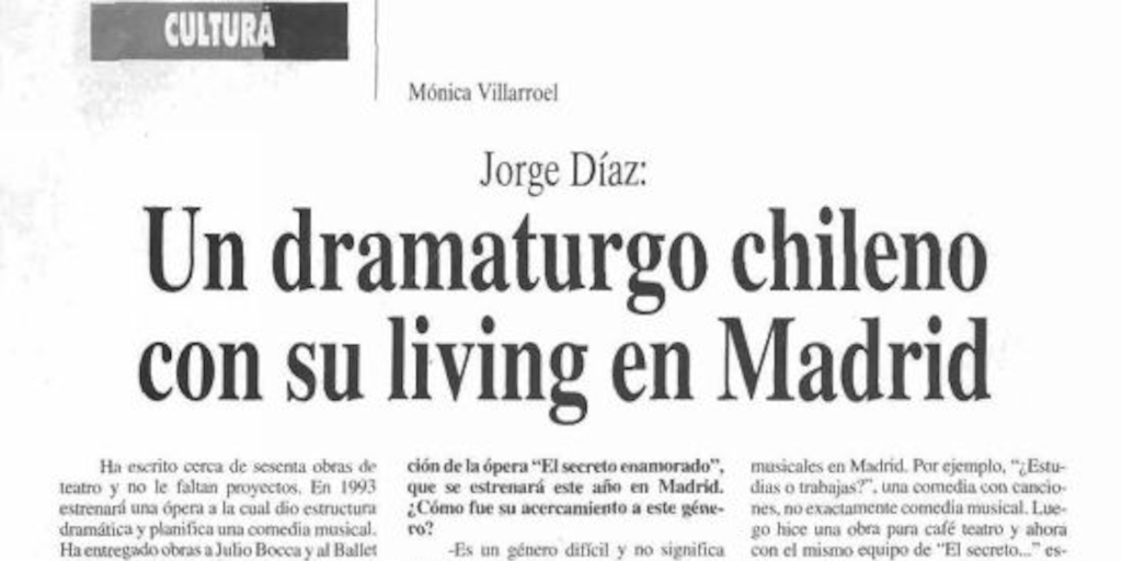 Un dramaturgo chileno con su living en Madrid