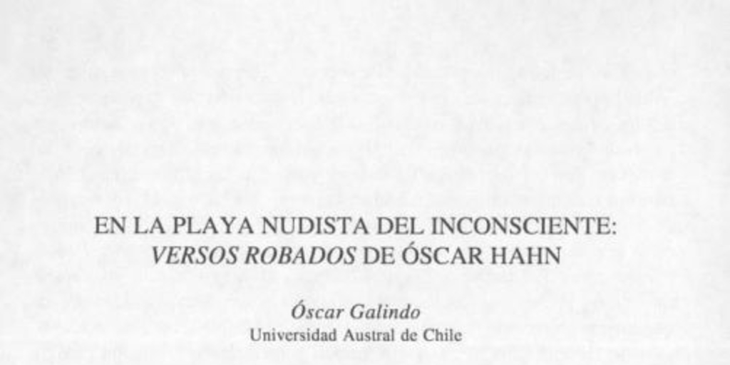 En la playa nudista del inconsciente, Versos robados de Óscar Hahn