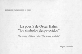 La poesía de Oscar Hahn : "Los símbolos despavoridos"