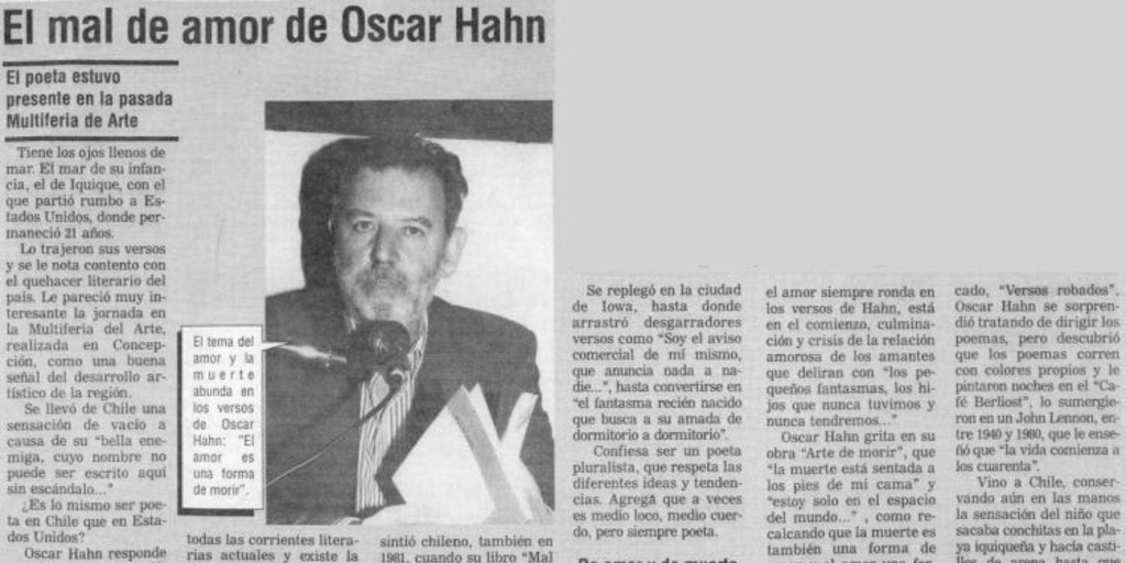 Mal de amor de Óscar Hahn