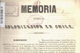 Memoria sobre la colonización en Chile