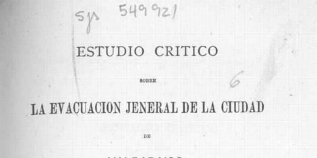 Estudio crítico sobre la evacuación jeneral de la ciudad de Valparaíso : memoria presentada en 1875 al señor Intendente Echaurren