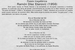 Poesía magallánica : Ramón Díaz Eterovic