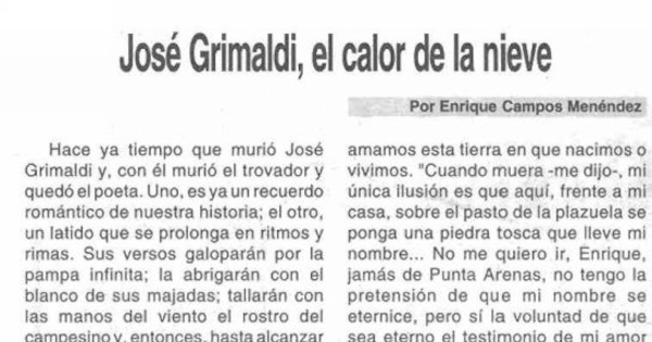 José Grimaldi, el calor de la nieve