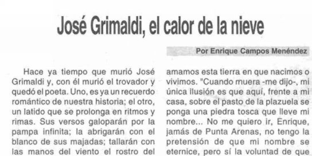 José Grimaldi, el calor de la nieve