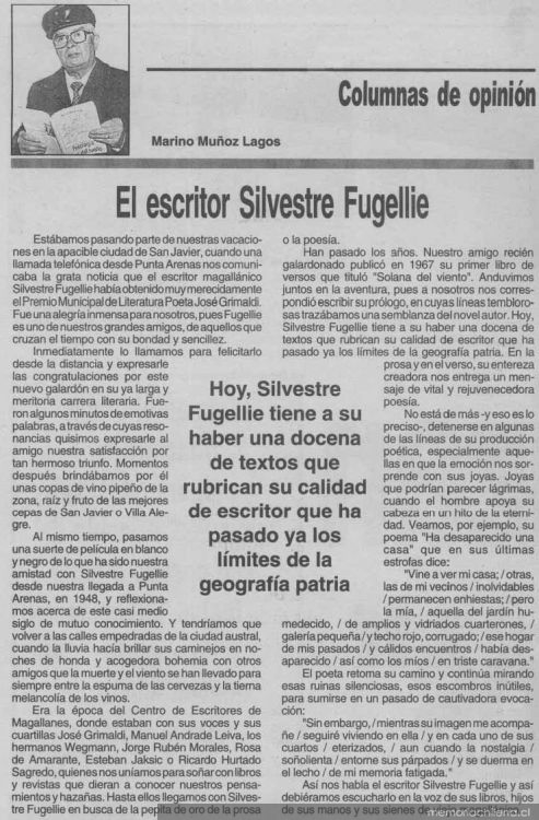 El escritor Silvestre Fugellie