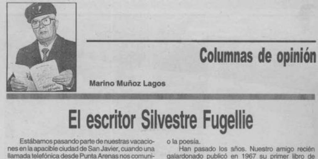 El escritor Silvestre Fugellie