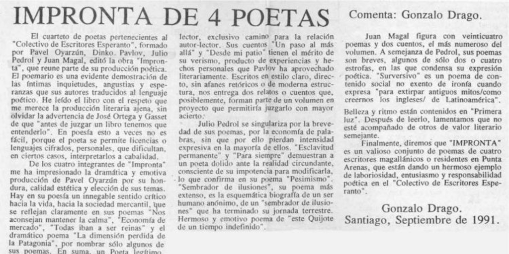 Impronta de 4 poetas