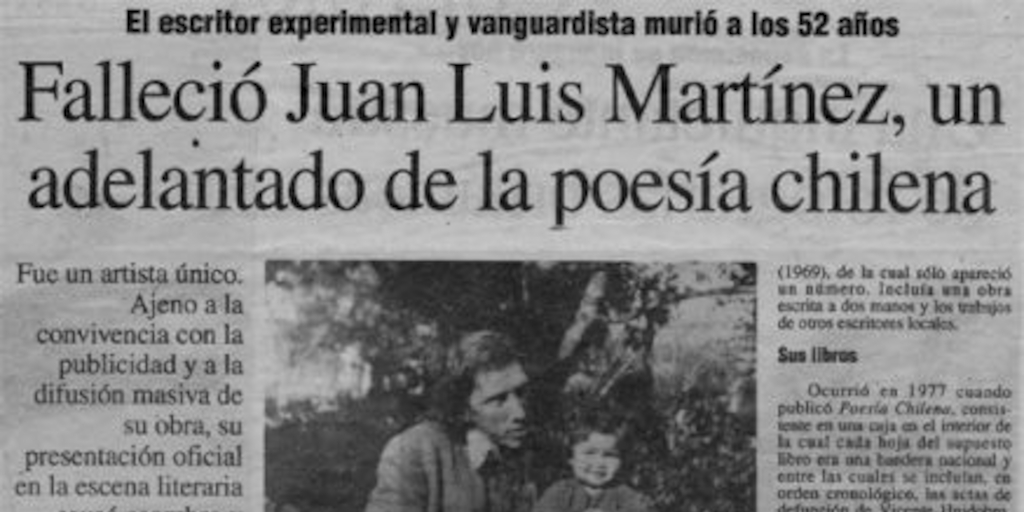 Falleció Juan Luis Martínez, un adelantado de la poesía chilena