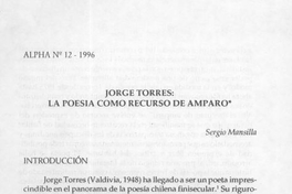 Jorge Torres : la poesía como recurso de amparo