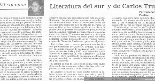 Literatura del sur y de Carlos Trujillo