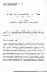 Universidad, humanidades y disciplinas : entrevista a Carla Cordua