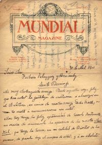 [Carta], 1911 abr. 30 Paris, Francia <a> Federico Velazquez y Hernández [manuscrito]