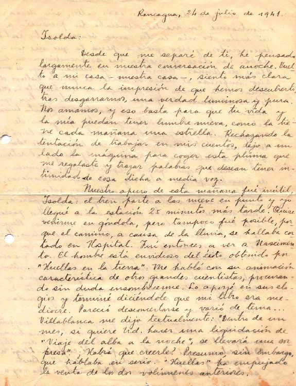 [Carta], 1941 jul. 24 Rancagua, Chile <a> Isolda Pradel [manuscrito]
