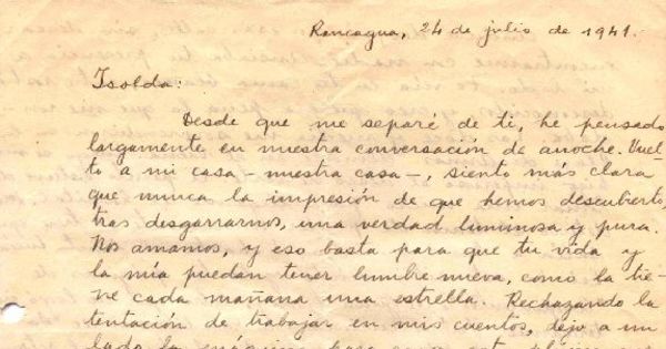 [Carta], 1941 jul. 24 Rancagua, Chile <a> Isolda Pradel [manuscrito]