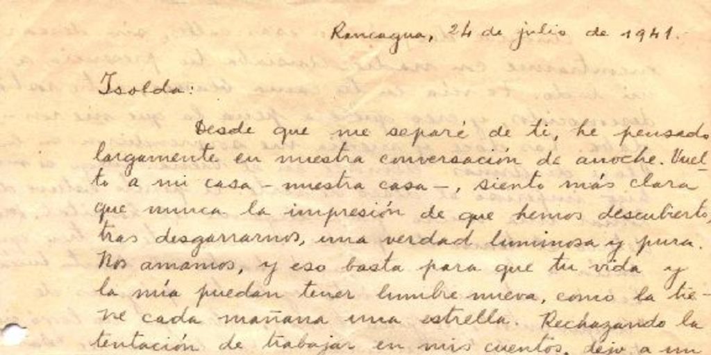 [Carta], 1941 jul. 24 Rancagua, Chile <a> Isolda Pradel [manuscrito]