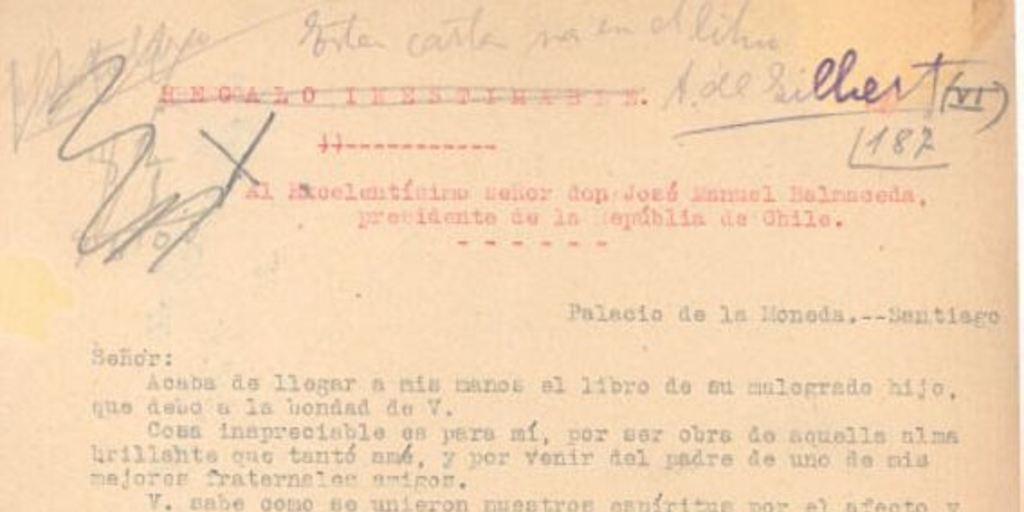 [Carta], 1889 dic. El Salvador <a> José Manuel Balmaceda