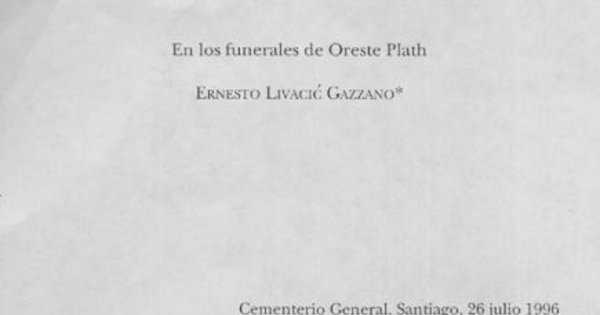 En los funerales de Oreste Plath