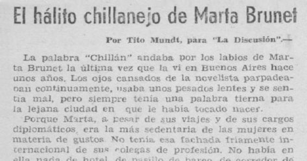 El hálito chillanejo de Marta Brunet