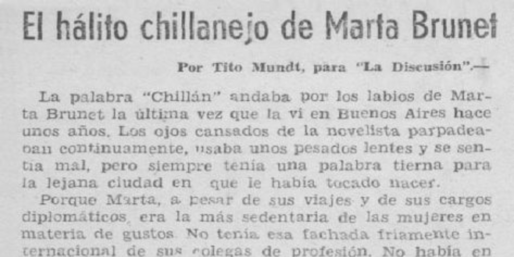 El hálito chillanejo de Marta Brunet