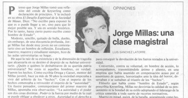 Jorge Millas, una clase magistral