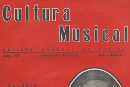 Cultura musical : año 1, n° 1, junio de 1937