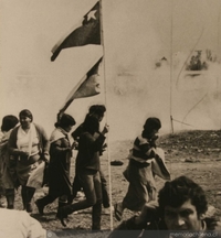Pobladores siendo desalojados a la fuerza de una toma de terrenos, en el campamento Raúl Silva Henríquez, 1983