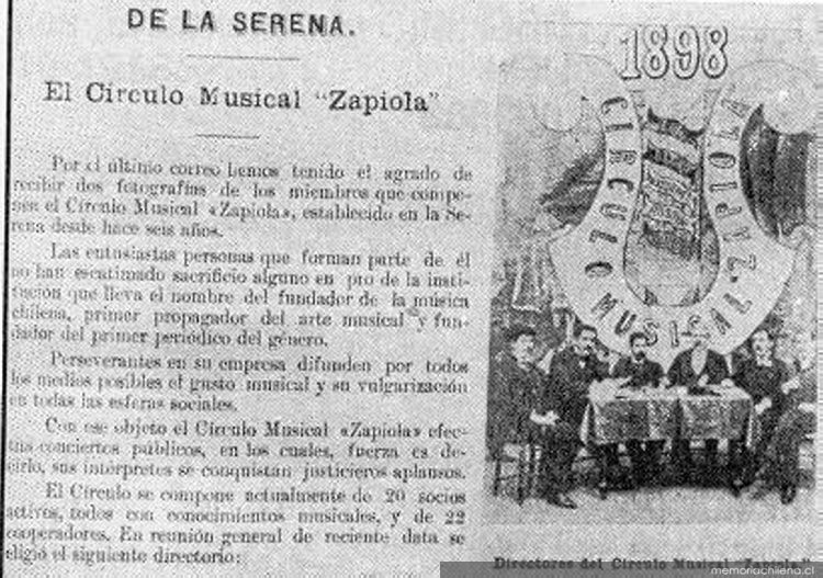 El Círculo Musical Zapiola, 1898