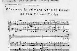 Música de la primera Canción Nacional de Don Manuel Robles