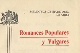 Romances populares y vulgares