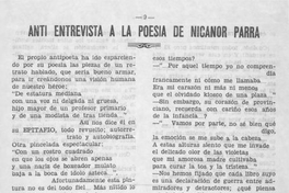 Anti entrevista a la poesía de Nicanor Parra