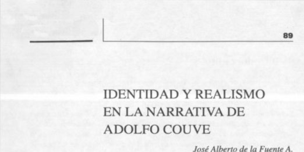 Identidad y realismo en la narrativa de Adolfo Couve