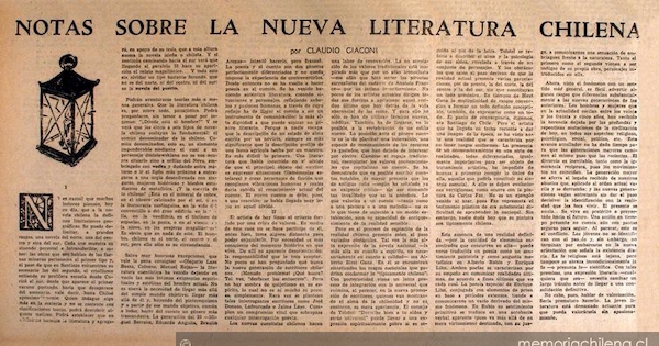 Notas sobre la nueva literatura chilena