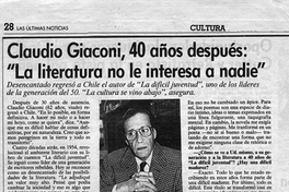 Claudio Giaconi, 40 años después, "La literatura no le interesa a nadie"