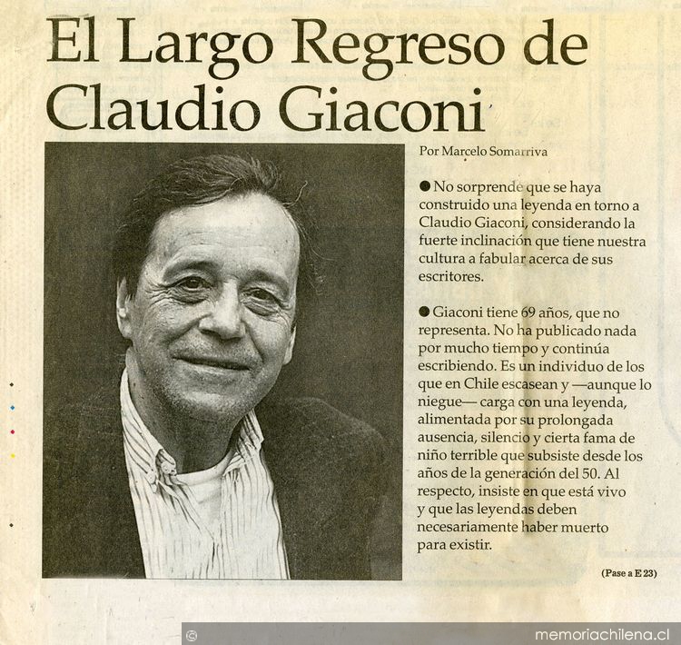 El largo regreso de Claudio Giaconi