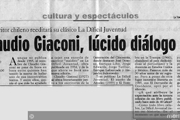 Claudio Giaconi, lúcido diálogo con un maldito
