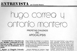 Hugo Correa y Antonio Montero profetas chilenos del apocalipsis