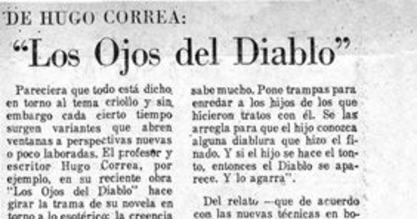 De Hugo Correa: Los ojos del diablo