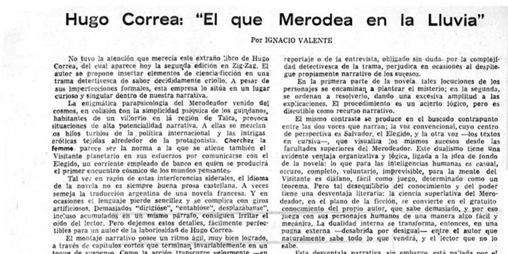 Hugo Correa: "El que merodea en la lluvia"