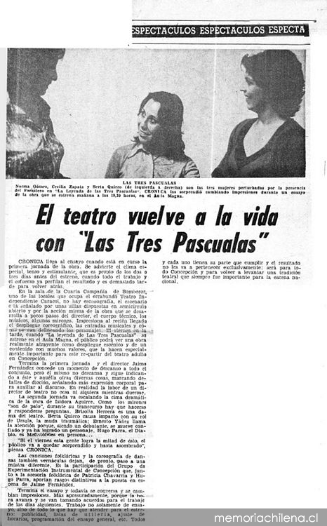 El teatro vuelve a la vida con "Las tres pascualas"