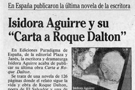 Isidora Aguirre y su "Carta a Roque Dalton": en España publicaron la última novela de la escritora