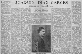 Joaquín Díaz Garcés, recuerdos periodísticos