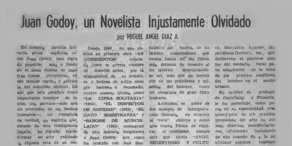 Juan Godoy, un novelista injustamente olvidado