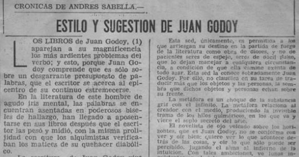 Estilo y sugestión de Juan Godoy