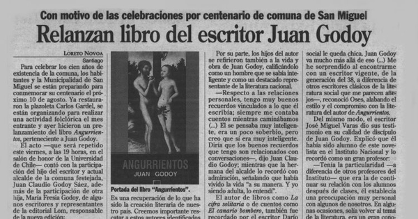 Relanzan libro del escritor Juan Godoy